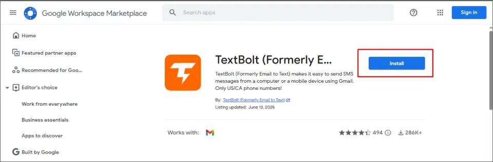 Install the TextBolt Gmail Add-on