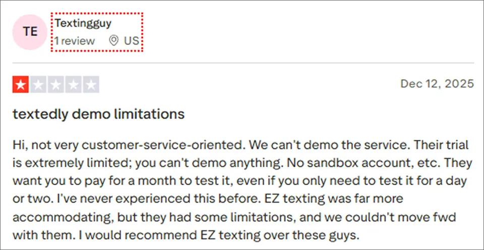 Limited Demo and Trial Restrictions- Textedly