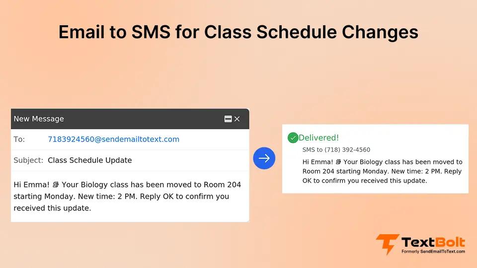 Email to SMS for Class Schedule Changes